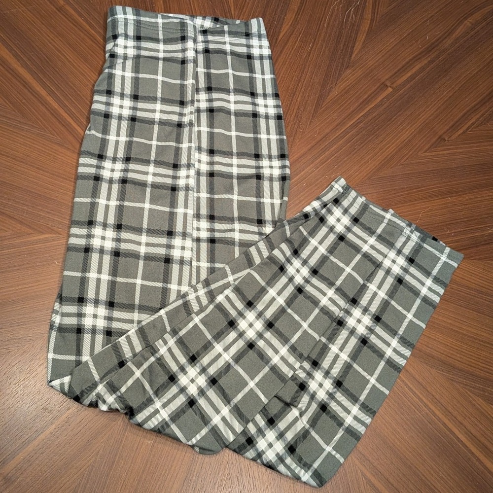 Streetwear Society Leggings Women Gray Excellent Plaid High Rise Stretch Slim